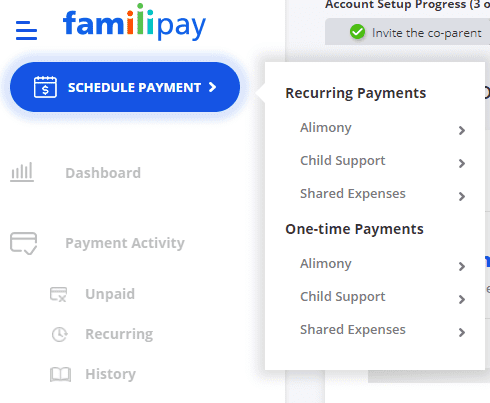 schedule payment menu example